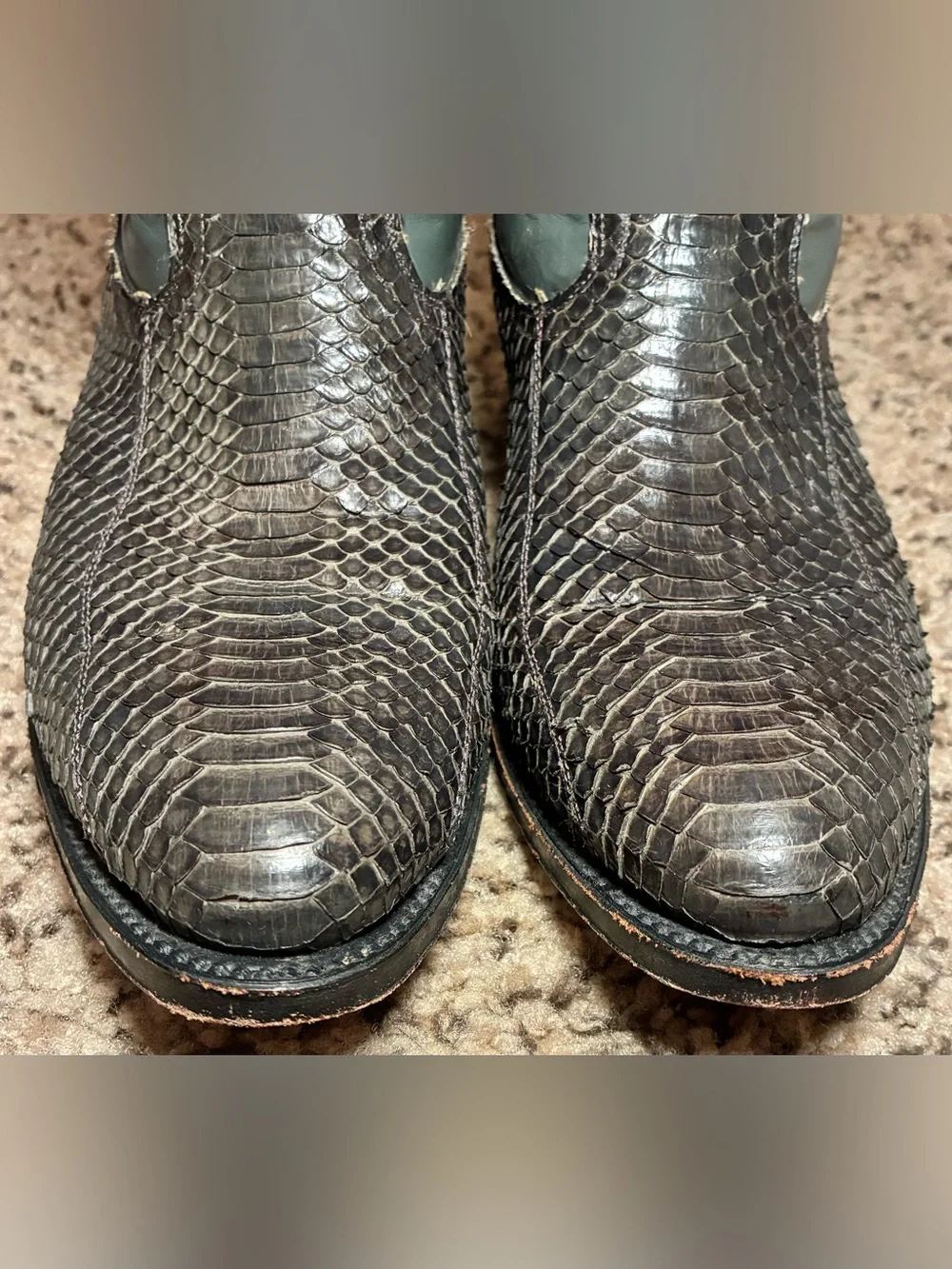 Fox Snakeskin Western Cowboy Boots Gray Leather size 28 (Men’s 10 Women’s 11.5)